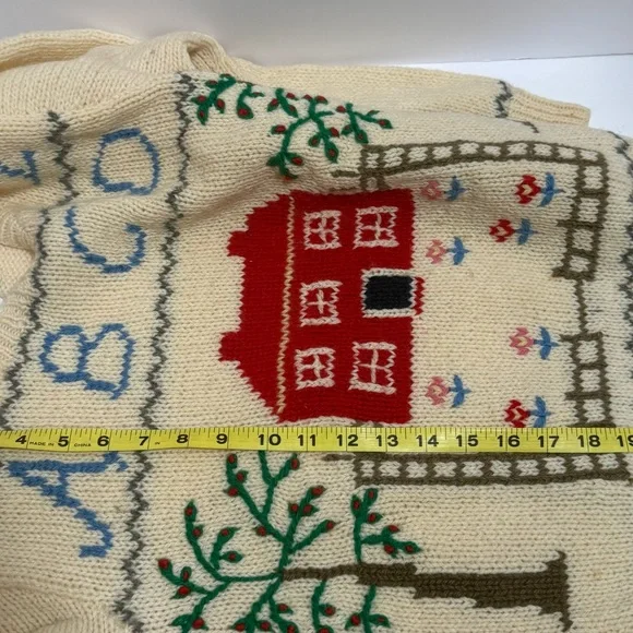 Vintage Deans of Scotland 100% Wool Sweater Schoolhouse Teacher Prairie Size S - Picture 10 of 12